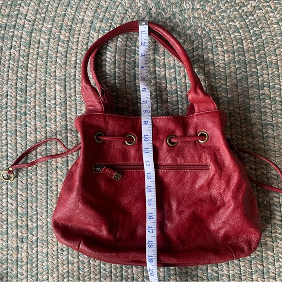 Soprano Red Leather Purse With Drawstring Opening - Picture 6 of 10